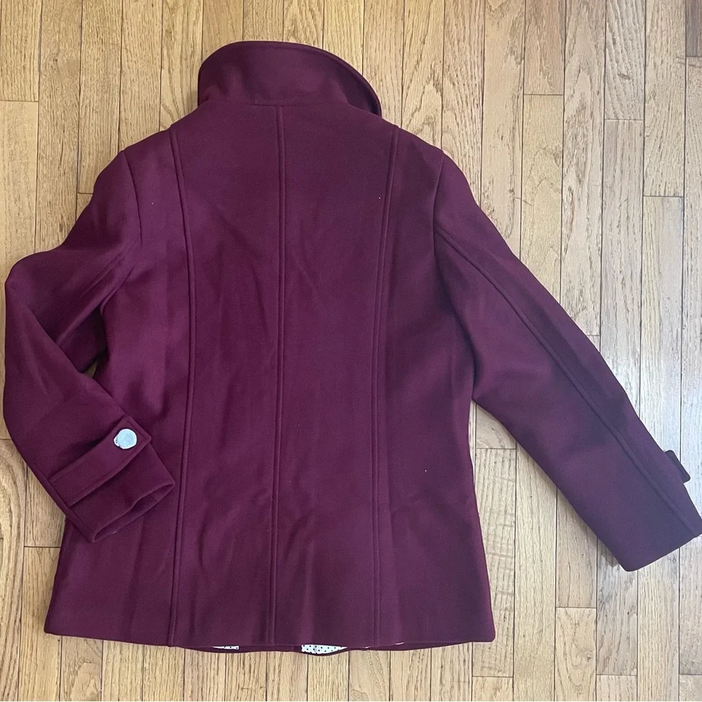 NWT “Haute” BURGUNDY CAR COAT, Single Breasted with two pockets - Picture 5 of 6